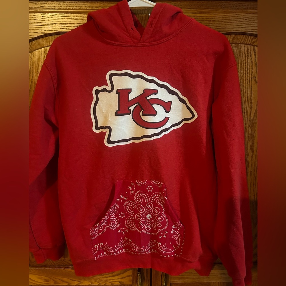 Custom Kansas City Chiefs Super Bowl Sweatshirt Hoodie Handmade Upcycled Rework